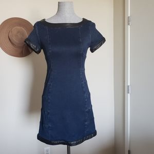 All Mankind Denim Dress with Leather Trim